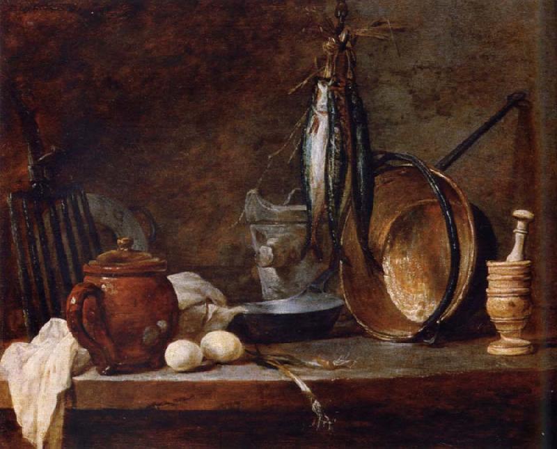 Jean Baptiste Simeon Chardin Lean food with cook utensils